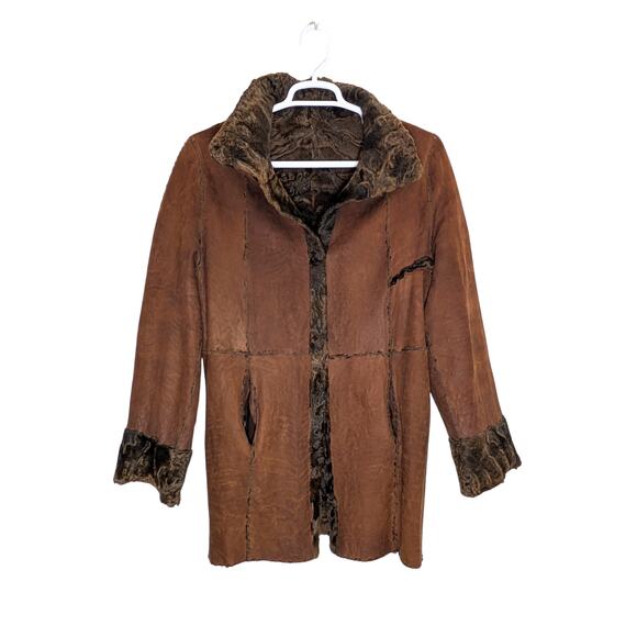 Auburn Brown Lamb Shearling Two-in-One Jacket M/L - Picture 4 of 14